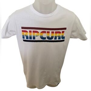 RIP CURL Surf Colorful Logo White Tee Shirt Men S Small